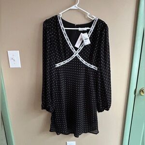 All in Favor Black and White Long Sleeve Dress